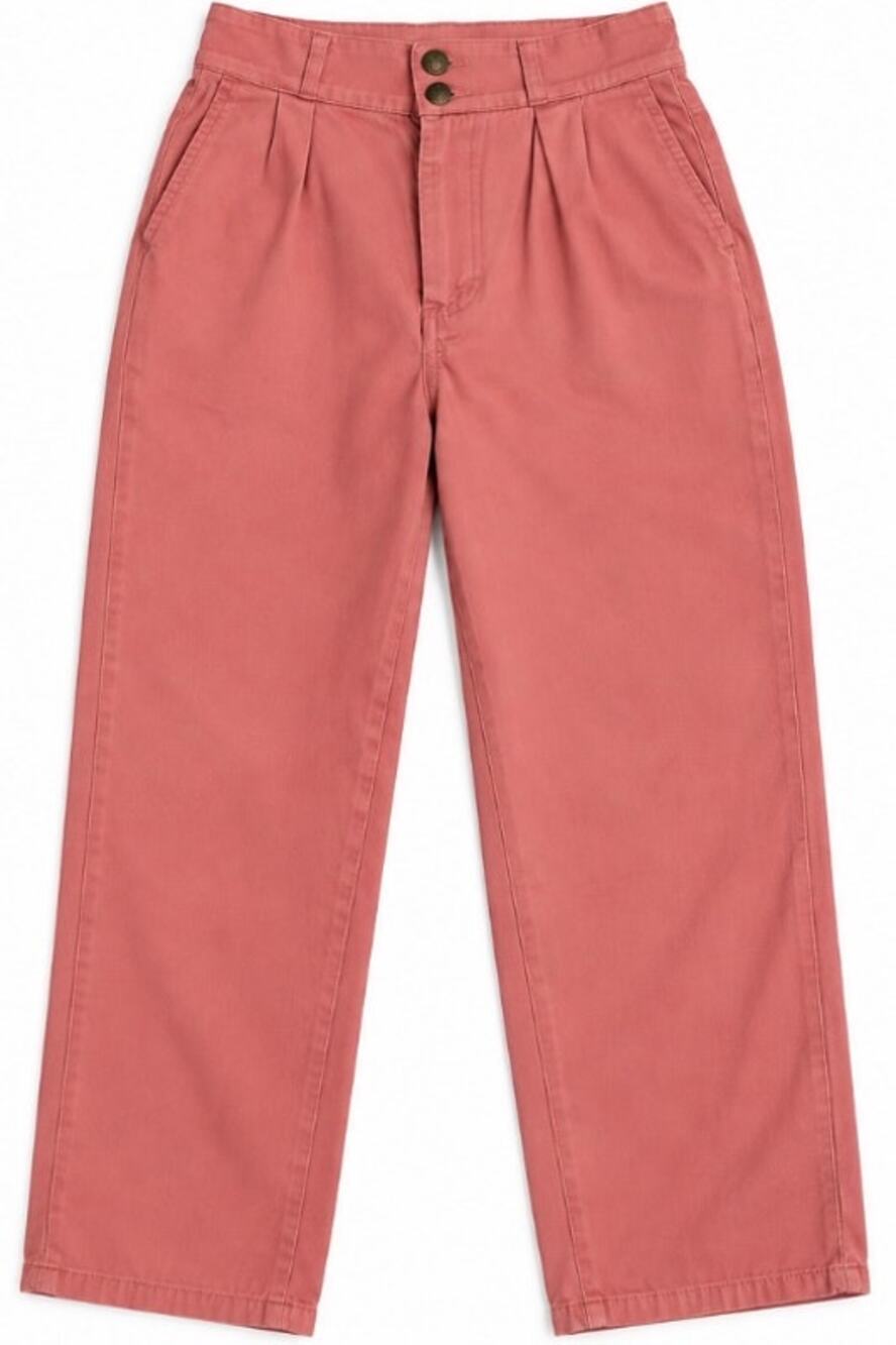 Lucy & Yak W28 R Pink High Rise Pleated Cotton Trousers Straight Leg Pants